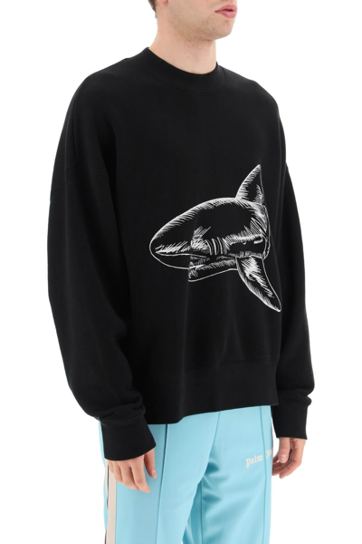 Shop Palm Angels Broken Shark Sweatshirt Men In Black