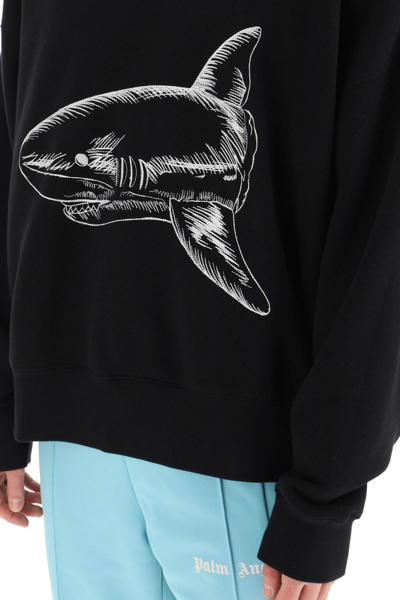Shop Palm Angels Broken Shark Sweatshirt Men In Black