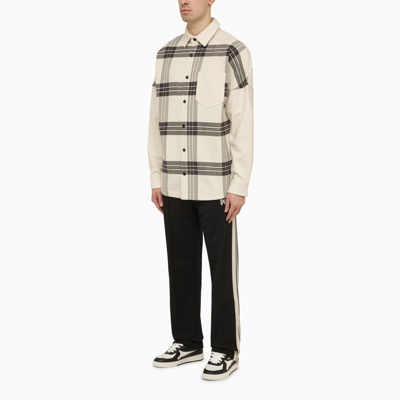 Shop Palm Angels Checked Shirt-jacket With Logo Men In White