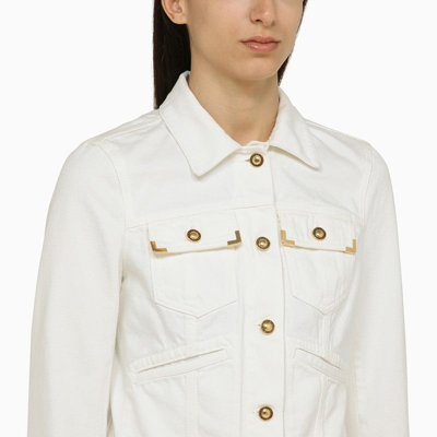 Shop Palm Angels White Denim Jacket Women