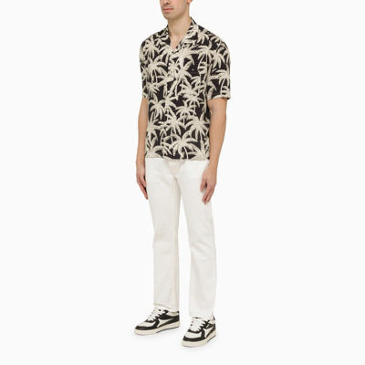 Shop Palm Angels White Jeans With Monogram Embroidery Men