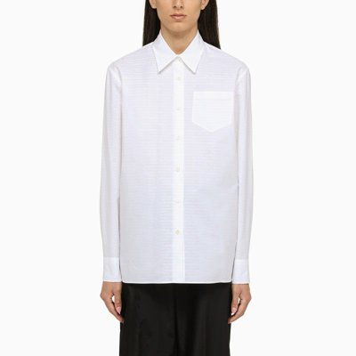 Shop Prada White Jacquard Shirt Women