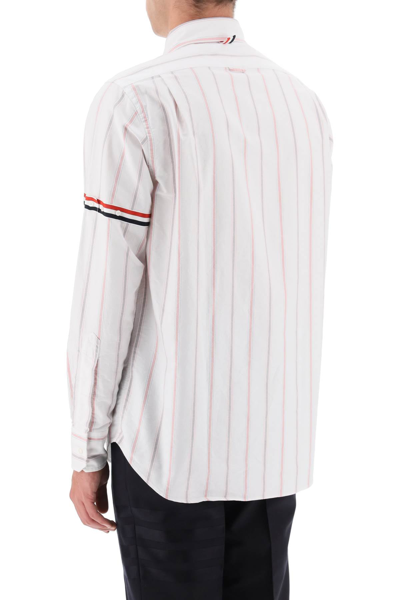 Shop Thom Browne Striped Oxford Button-down Shirt With Armbands Men In White