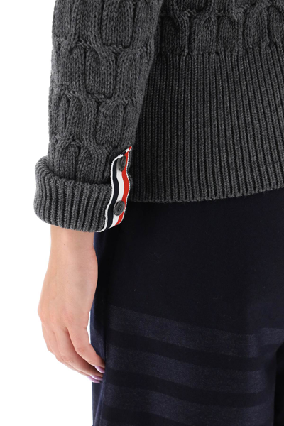 Shop Thom Browne Sweater In Wool Cable Knit Women In Gray