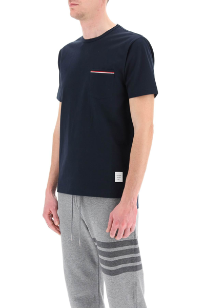 Shop Thom Browne T-shirt With Chest Pocket Men In Blue