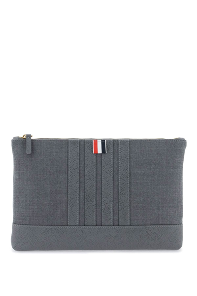 Shop Thom Browne Wool 4-bar Pouch Men In Gray