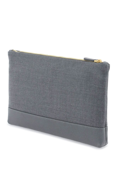 Shop Thom Browne Wool 4-bar Pouch Men In Gray