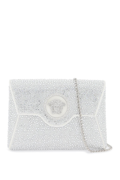Shop Versace La Medusa Envelope Clutch With Crystals Women In Silver