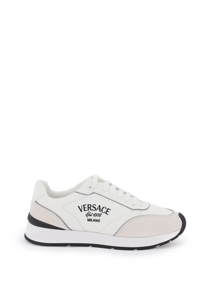 Shop Versace Milano Runner Sneakers Men In White