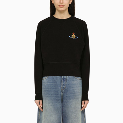 Shop Vivienne Westwood Black Cotton Crew-neck Sweater With Logo Women