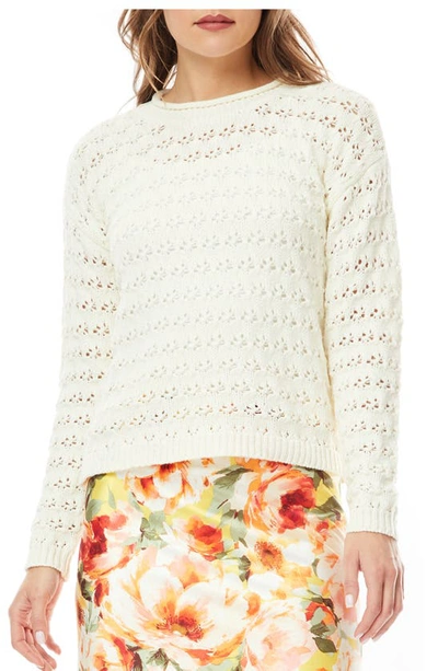 Shop By Design Avery Open Stitch Crop Pullover Sweater In Gardenia