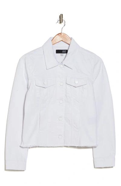 Shop Kut From The Kloth Julia Crop Denim Jacket In Optic White