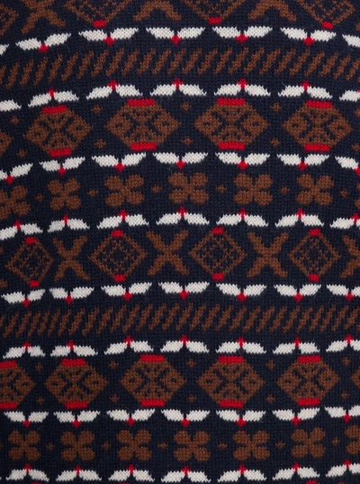 Shop Apc 'john' Multicolor Crewneck Sweater With Intarsia Knit In Wool Man In Blu