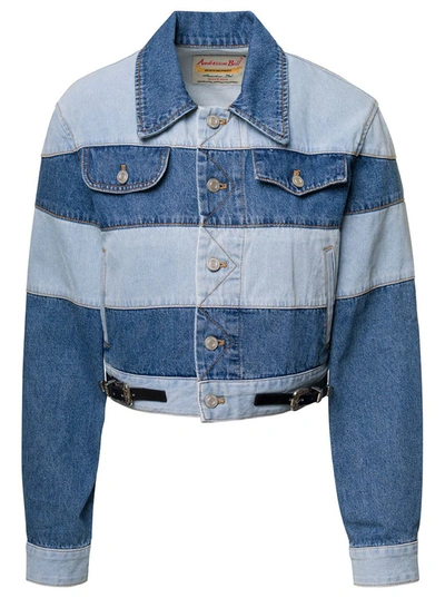 Shop Andersson Bell 'mahina' Blue Denim Patchwork Jacket With Heart-shaped Detail In Cotton Woman