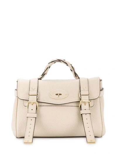 Shop Mulberry 'mini Alexa' White Handbag In Grainy Leather Woman