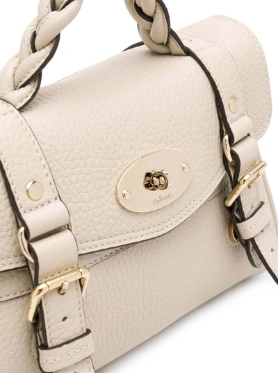 Shop Mulberry 'mini Alexa' White Handbag In Grainy Leather Woman
