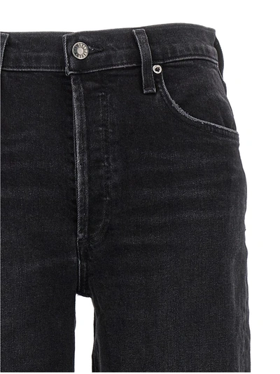 Shop Agolde 'riley Long' Jeans In Black