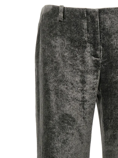 Shop Alberta Ferretti Velvet Pants In Gray