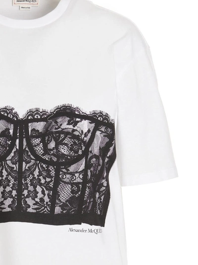 Shop Alexander Mcqueen 'corset' T-shirt In White/black