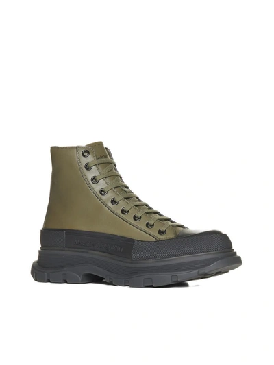 Shop Alexander Mcqueen Boots In Khaki/black