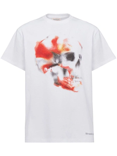 Shop Alexander Mcqueen Skull Print Organic Cotton T-shirt In White