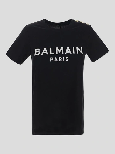 Shop Balmain T-shirt In Noirblanc