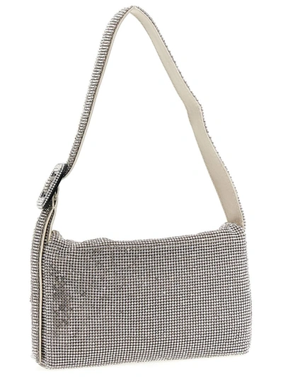 Benedetta Bruzziches Vitty La Mignon' Silver Shoulder Bag With Gem Embellishment In Rhinestone Mesh In Silver