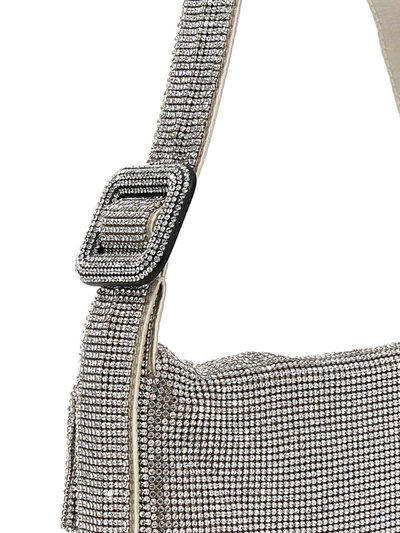 Benedetta Bruzziches Vitty La Mignon' Silver Shoulder Bag With Gem Embellishment In Rhinestone Mesh In Silver