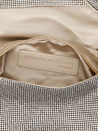 Benedetta Bruzziches Vitty La Mignon' Silver Shoulder Bag With Gem Embellishment In Rhinestone Mesh In Silver