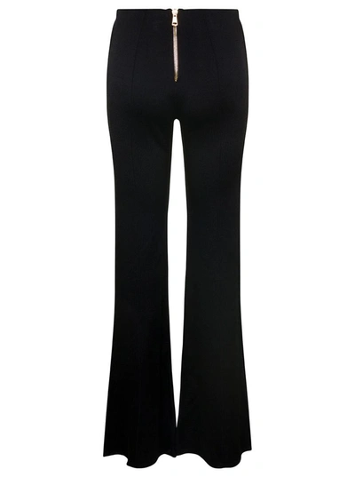 Shop Balmain Black Knit Flare Pants With Six Jewel Buttons In Viscose Woman