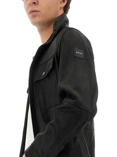 Shop Hugo Boss Boss Jacket With Collar In Black
