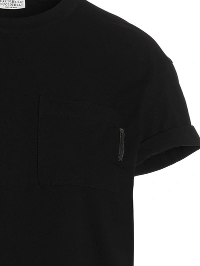 Shop Brunello Cucinelli Chest Pockt Crewneck T-shirt In Black