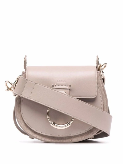 Shop Chloé Tess Small Leather Crossbody Bag In Grey