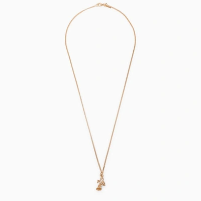 Shop Emanuele Bicocchi Rose And Skull Necklace In Gold-plated In Metal