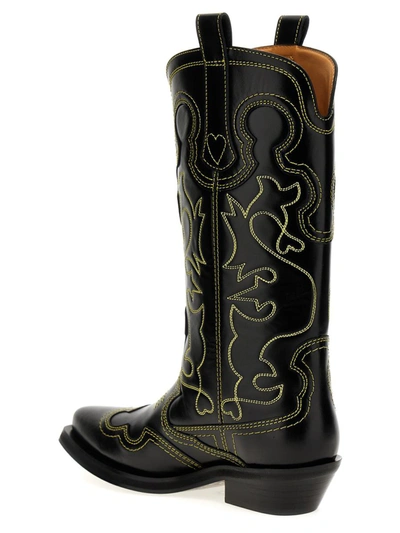 Shop Ganni 'western' Texan Boots In Black
