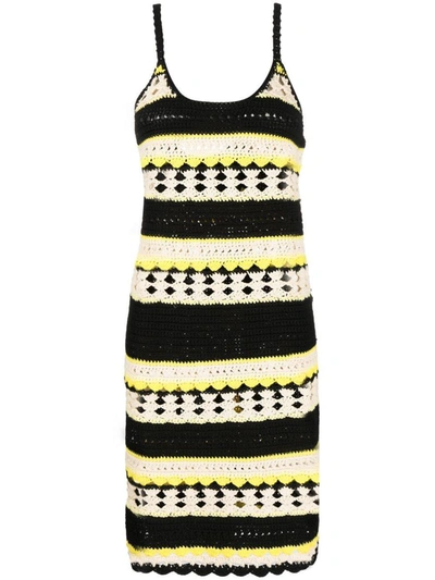 Shop Ganni Crochet Mini Dress In Black