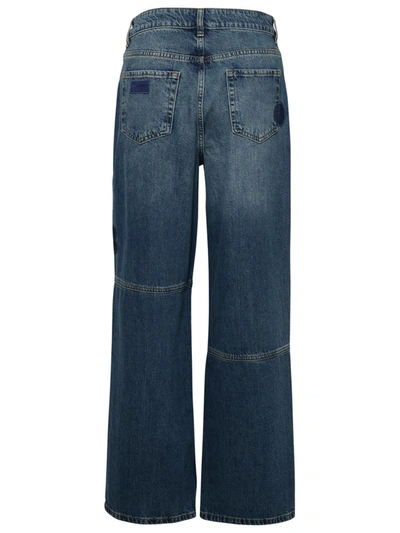 Shop Ganni 'izey' Blue Organic Cotton Jeans