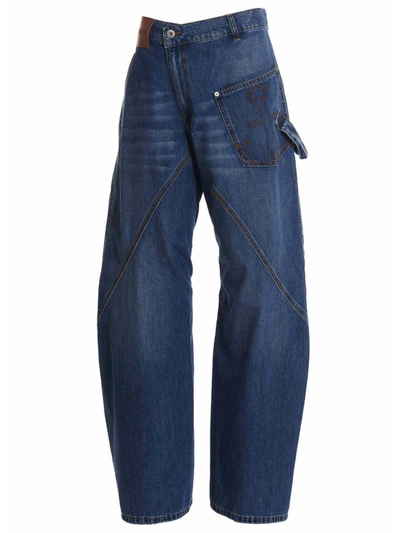 Shop Jw Anderson J.w. Anderson Embroidered Logo Jeans In Blue