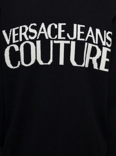 Shop Versace Jeans Couture Lana Cachemire Logo Front In Black