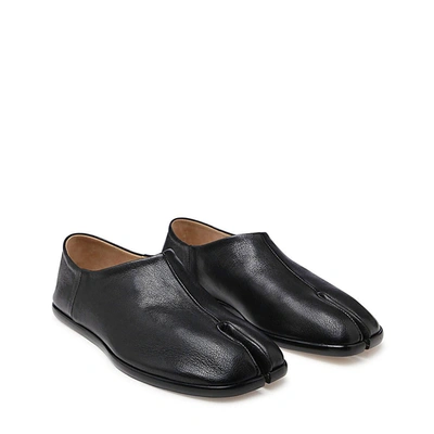 Shop Maison Margiela Black Leather Tabi Flats