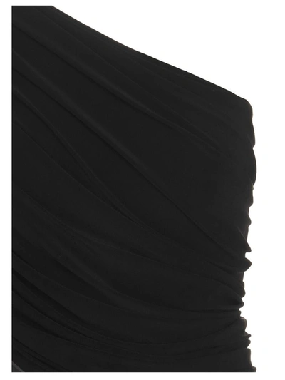 Norma Kamali Diana One-shoulder Ruched Crop Top In Black
