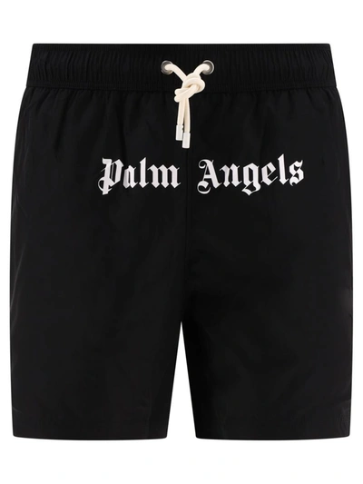 Shop Palm Angels "classic Logo" Swimshorts In Black
