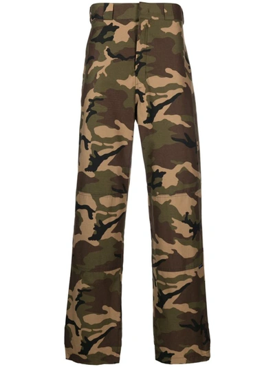 Shop Palm Angels Camouflage Print Cotton Trousers In Green
