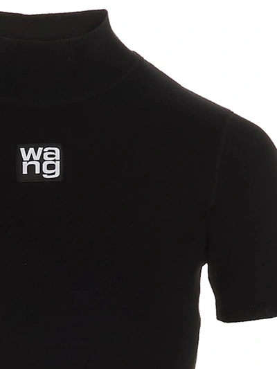 Shop Alexander Wang T T By Alexander Wang Logo Viscose Top In Black