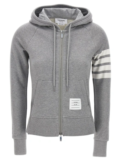 Shop Thom Browne Logo Hoodie In Gray