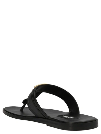 Shop Tom Ford Logo Thong Sandals In Black