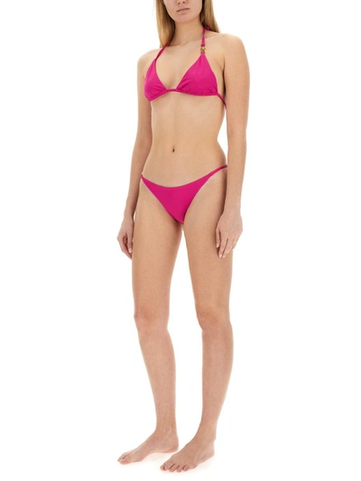 Shop Versace "medusa '95" Bikini Bottom In Fuchsia