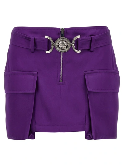 Shop Versace 'medusa Biggie' Skirt In Purple