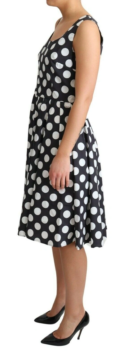 Dolce & Gabbana Green Polka Dotted Cotton A-line Dress In Blue