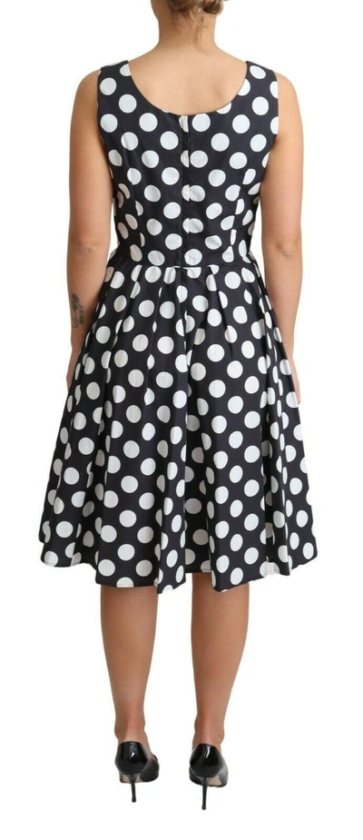 Dolce & Gabbana Green Polka Dotted Cotton A-line Dress In Blue